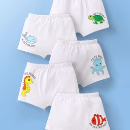Doodle Poodle 100% Cotton Knit Trunks with Animal Print Pack Of 5 - White-picture-45