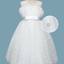 Mark & Mia Cotton Woven Sleeveless Flared Party Dress With Polka Dots Design - White-picture-23