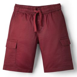 Pine Kids Cotton Elastane Woven Above Knee Length Solid Color Shorts - Red-image-26
