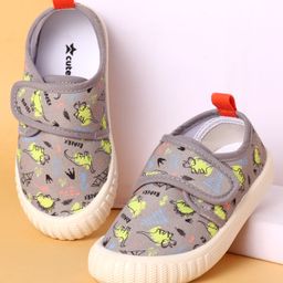 Cute Walk by Babyhug Velcro Closure Dino Printed Casual Shoes - Grey-image-46