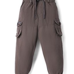 Olio Kids Cotton Woven Full Length Solid Colour Trouser - Light Brown-picture-16