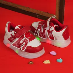 FEETWELL SHOES M Alphabet Patch Detailed LED Shoes - Red-picture-17