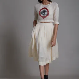 MATI A-Line Flared Midi Skirt-image-56
