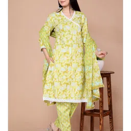 Dwijupal Women Floral Printed Regular Pure Cotton Kurta Set With Dupatta-picture-53