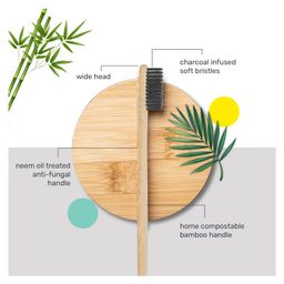 awenest Bamboo Toothbrush With Charcoal Activated Soft Bristles and Neem Coated Handle - Pack Of 3 image 2