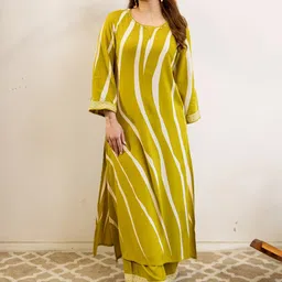 DIVASTRI Geometric Printed Round Neck Straight Kurta With Palazzos-image-20