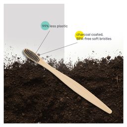 awenest Bamboo Toothbrush With Charcoal Activated Soft Bristles and Neem Coated Handle - Pack Of 3 image 3