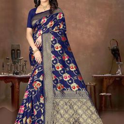 AMK FASHION Floral Woven Design Zari Pure Silk Banarasi Saree-image-38