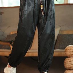 StyleCast x Revolte Men Printed Loose Fit Easy Wash Pleated Drop Crotch Trousers-image-88