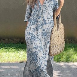 HERE&NOW Floral Printed A-Line Midi Dress-image-11