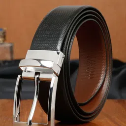 Teakwood Leathers Men Textured Leather Reversible Formal Belt-image-95