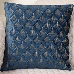 MONKDECOR Blue & Gold-Toned Floral Velvet Square Cushion Covers-image-50