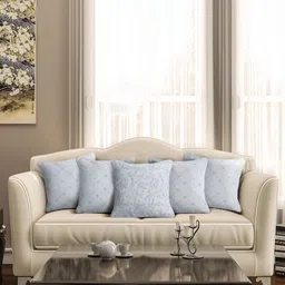 eyda Turquoise Blue 5 Pieces Floral Embroidered Cushion Covers-32