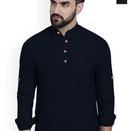 univibe Selection Of 2 Cotton Mandarin Collar Slim Fit Straight Kurtas-image-48