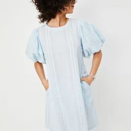 max Striped Flutter Sleeve A-Line Dress-3