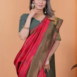KALINI Ethnic Motifs Zari Art Silk Banarasi Saree-image-93