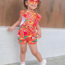 INCLUD Girls Printed Round Neck Top With Shorts-image-73