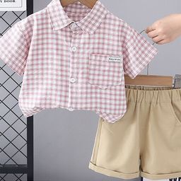 LULU & SKY Boys Checked Shirt with Shorts-image-40