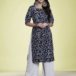Moda Rapido Selection Of 2 Floral Printed Round Neck Straight Kurtas-picture-7