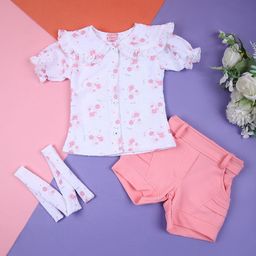 V-Mart Girls Printed Pure Cotton Top With Shorts-image-44