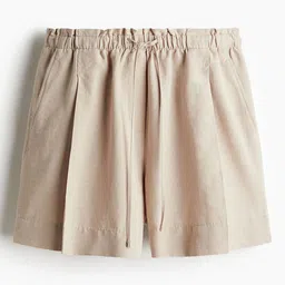 H&M Linen-Blend Drawstring Shorts-image-3