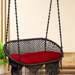 Patiofy Black & Red Skin-Friendly Oval Shaped Double Seater Hammock Swing Chair-picture-23