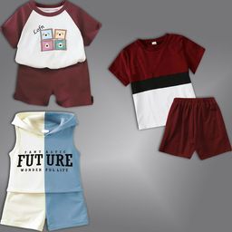 BAESD Unisex Kids Printed T-shirt with Shorts-74
