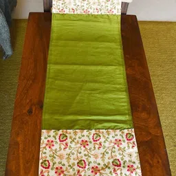 PILOVILO Green & Pink Embroidered Emerald Garden TableRunner-41