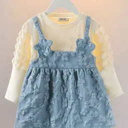 INCLUD Girls Colourblocked Fit & Flare Knee Length Dress-image-69