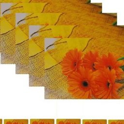 REVEXO 6Pc Orange-coloured & Yellow Printed Rectangle Costers & Table Placemats image 4