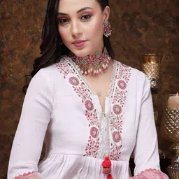 Stylum Women Empire Thread Work Kurta with Trousers & With Dupatta image 2