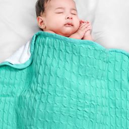 Babyhug Premium Cotton Knitted & Fur Blanket - Green-image-72