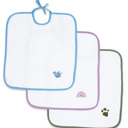 Masilo Elegant 100% Cotton Bibs Set of 3 - White-4