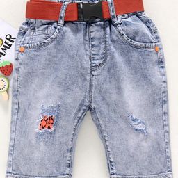 Kookie Kids Denim Ripped Shorts with Belt - Blue-image-49