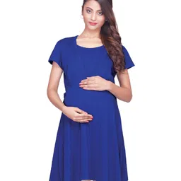 Kriti Half Sleeves Maternity Dress - Blue-picture-46