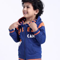 Babyhug Full Sleeves Cotton Sweat Jacket Tiger Print - Blue-picture-24