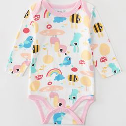 Kookie Kids Full Sleeves Onesie Bird Print - Pink White-picture-12