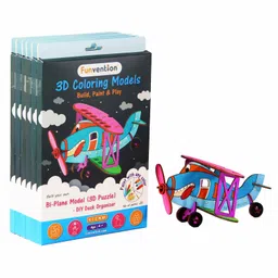 Funvention MDF Wood 3D Coloring Model Bi-Plane DIY Puzzle Toy Multicolor Pack of 6 - 23 Pieces each-picture-6