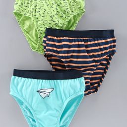 Babyoye Cotton Panties Multi Print Pack of 3 - Blue Green-image-14