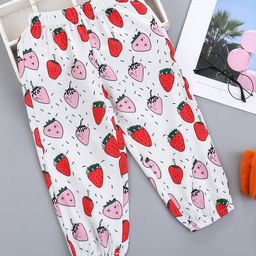Kookie Kids Full Length Lounge Pants Strawberry Print - Multicolor-image-45