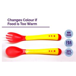 The Little Lookers Temperature Sensing Spoon & Fork Set - Yellow-15