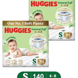 Huggies Natural Soft Premium Baby Diaper Pants Small 70 Pieces  - (Pack of 2)-12