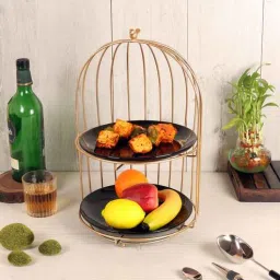 amaya decors Two Layer Cage Ceramic Platter with Maroon Black Plates-picture-11