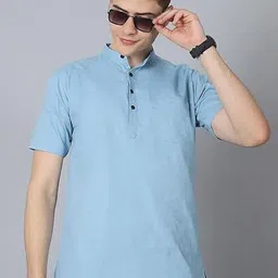 AMRIT TOP WEAR Mandarin Collar Cotton Straight Kurta-picture-42
