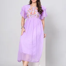 OH MI DIOS Women Floral Print Flutter Sleeve Georgette Empire Midi Dress-picture-44