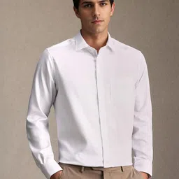 Louis Philippe Geometric Texture Spread Collar Formal Pure Cotton Shirt-picture-28