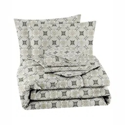 bsb home White & Grey Floral Cotton 4 Piece Double Queen Regular Bedding Set-image-87