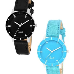 THE SHOPOHOLIC Women Set of 2 Leather Straps Analogue Watches 605-blk-orng-picture-13