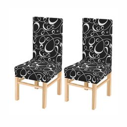 Yellow Weaves Set Of 2 Black & White Printed Chair Covers-7