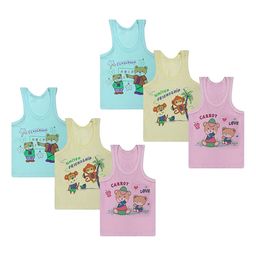 NTA Boys Pack Of 6 Printed Round Neck Basic Vest-19